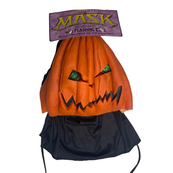 Vintage '97 Paper Magic Group Scary Jack O'Lantern Flashing Eyes Halloween Mask - Picture 1 of 8